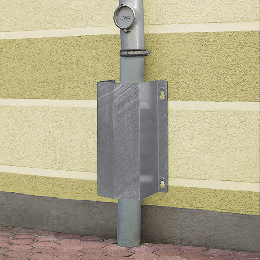 Wall Mounted Pipe Guard 500/292/230 mm Hot-Dip Galvanised Steel, Traffic Yellow RAL 1023, Jet Black RAL 9005, Gesamtlänge: 1200 mm x Gesamthöhe: 150 mm