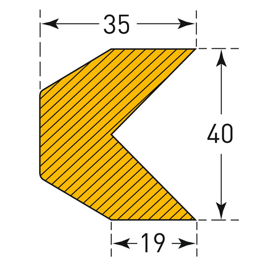 Impact Protection Trapezoidal Edge Protection 40/35 mm Black/Yellow Self-Adhesive Length 1000 mm