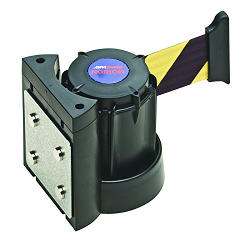 Magnetic Wall Mounted Belt Cartridge, Red/White Striped Belt, 3000 mm Length, Black