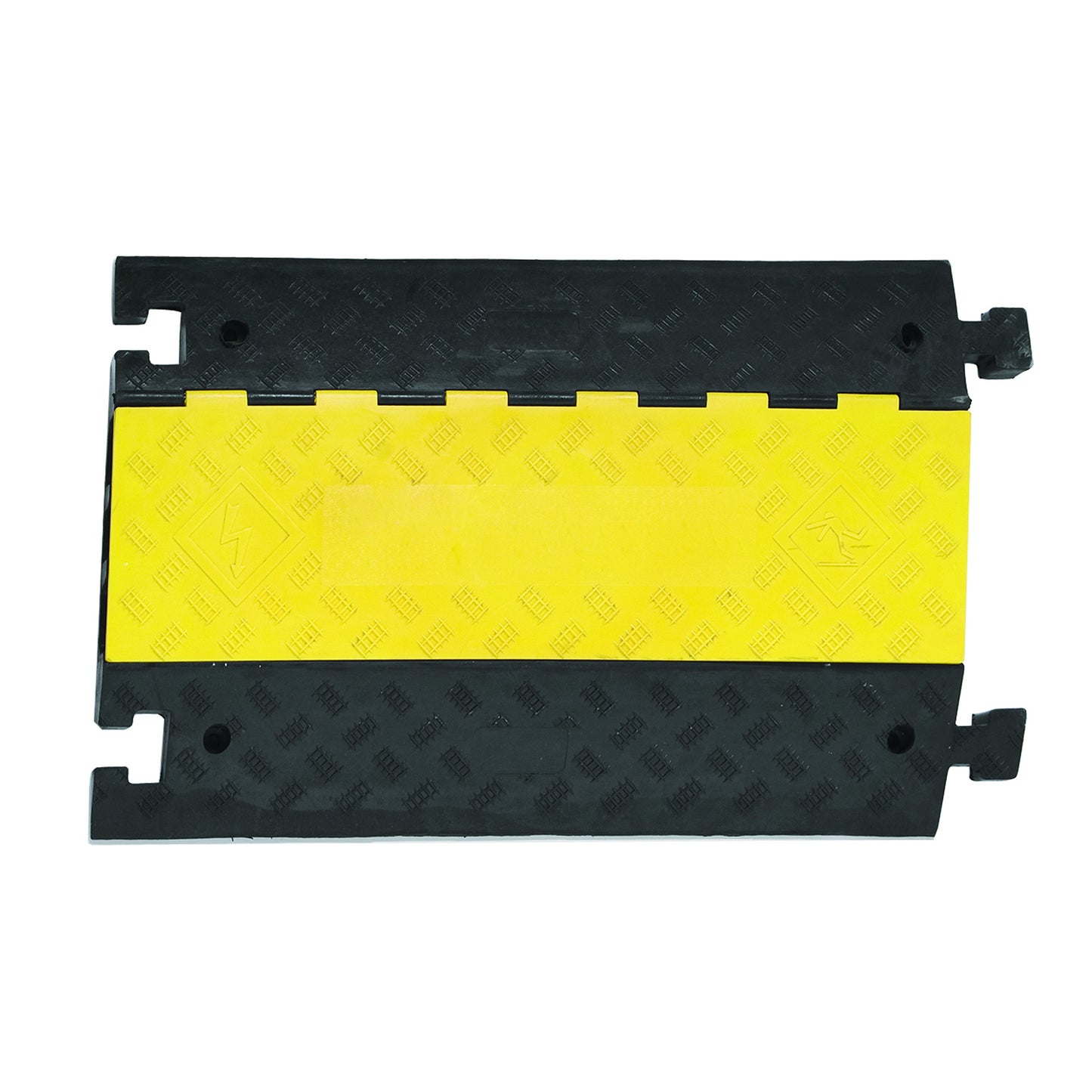 Large Cable Protection Ramp, Centre Element, 960 mm L x 600 mm W x 75 mm H, Black and Yellow
