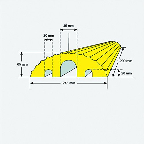 Small Cable Protection Ramp, 1200 mm L x 215 mm W x 65 mm H, Yellow