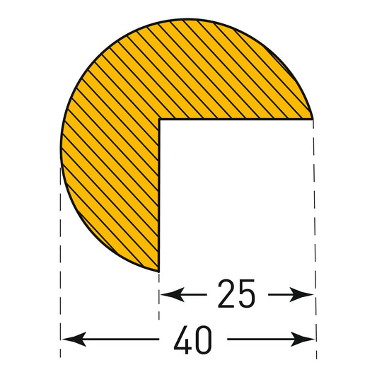 Impact protection Edge protection circle 40/40 yellow/black, self-adhesive, length 1000 mm