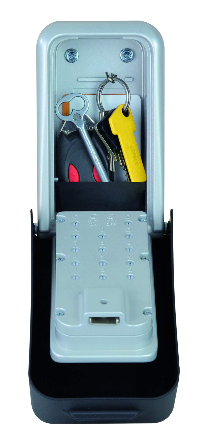 Safe Industrial - Push Button Key Storage Unit - Key Bank - Holds Small Valuables and Keys - Zinc Body, Weather Resistant, High Security SBD, ABS Cover