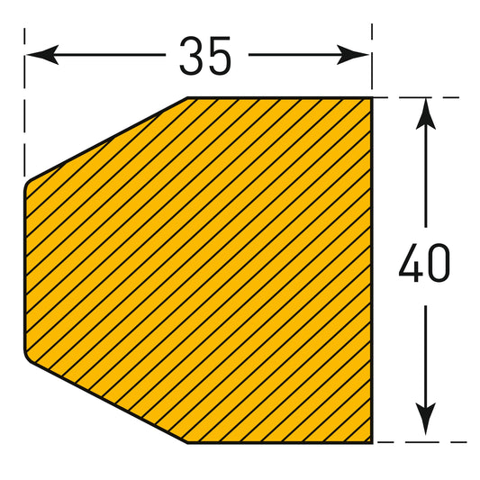 Impact Protection Trapezoidal Surface Protection 40/35 mm Black/Yellow Self-Adhesive Length 1000 mm