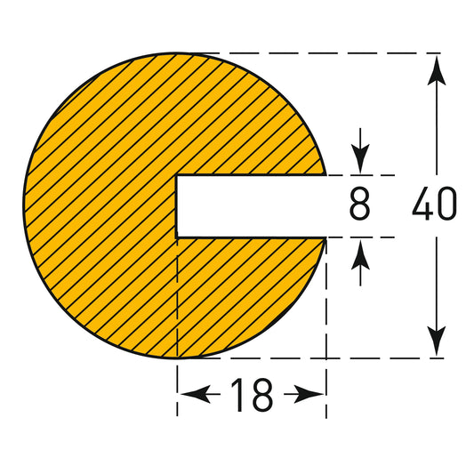 Impact Protection SEMI-CIRCULAR 40/40/8-1,000mm Lengths - Yellow/Black