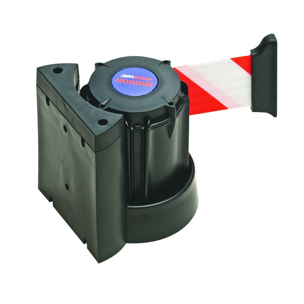 Wall Mounted Belt Cartridge, Red/White Striped Belt, 4000 mm Length, Black