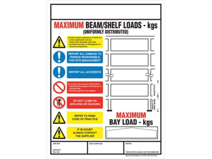 Racking Weight Load Notice