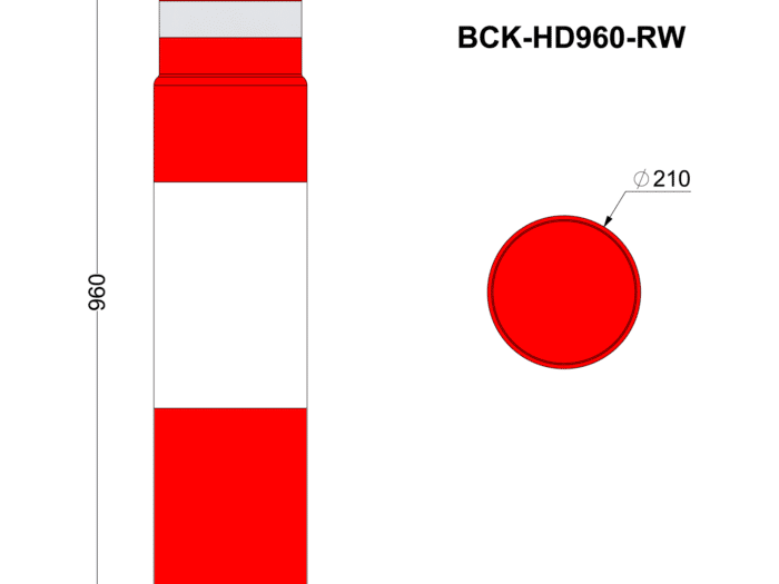 Bollard Cover Kit 960mm High Red & White