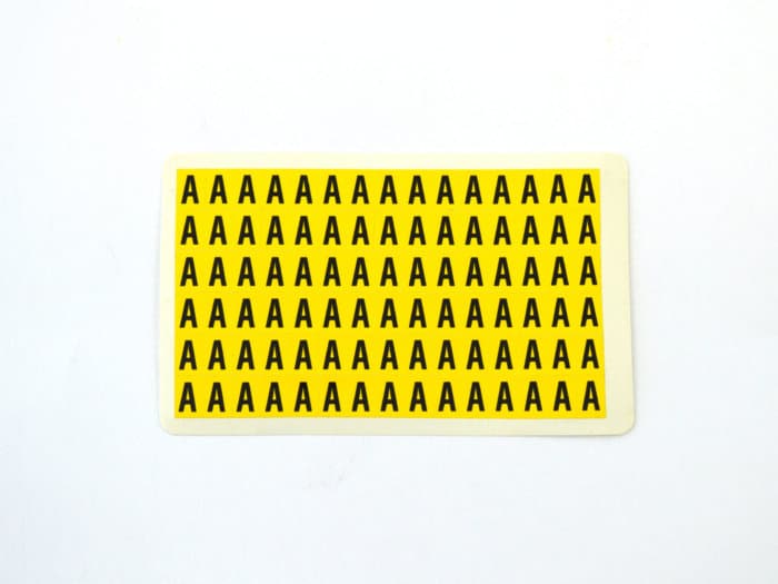 Yellow/Black Self Adhesive Letters- Size F2- A