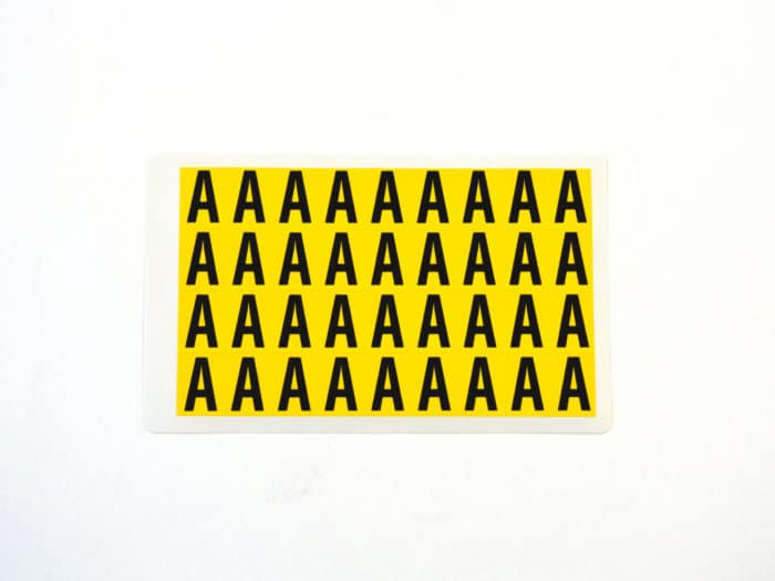 Yellow/Black Self Adhesive Letter- Size F3- A