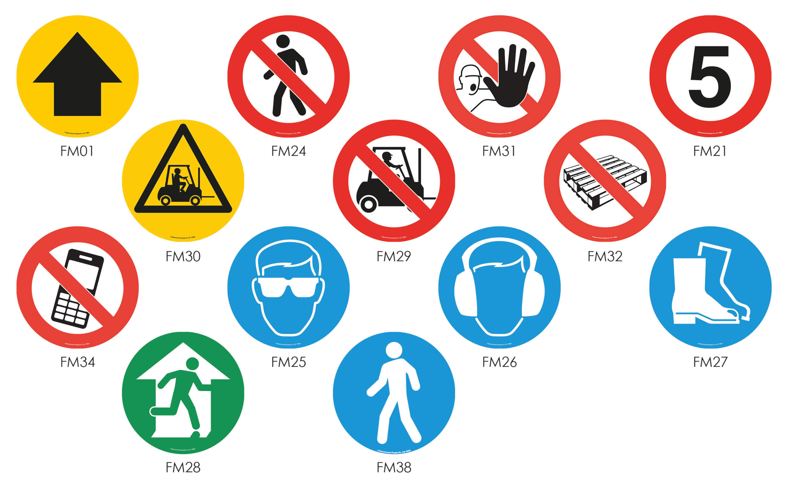 Graphic Floor Markers and Safety Signs - symbols, no text