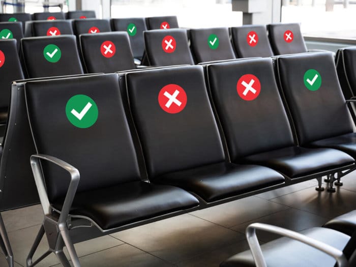 No Sitting Markers On Airport Chairs