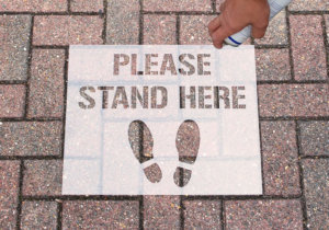 Please Stand Here Stencil