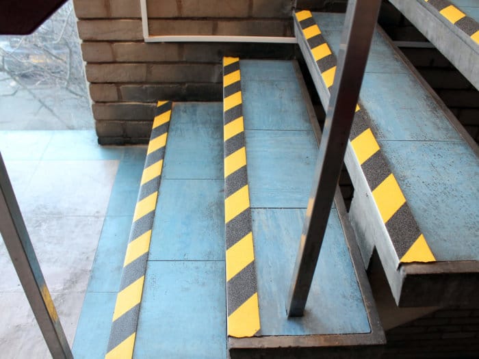 Gripfoot Hazard Anti Slip Tape - Yellow/Black On Stairs
