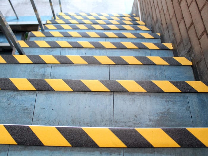 Gripfoot Anti Slip Tape - Yellow and Black On Stairs