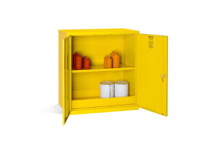 Yellow COSHH Hazardous Substance Cabinet 1000 x 915 x 457 Open Doors