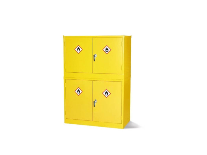 Yellow stackable COSHH cabinet dangerous substance stackable cabinets