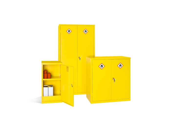 Group of Yellow COSHH Cabinets