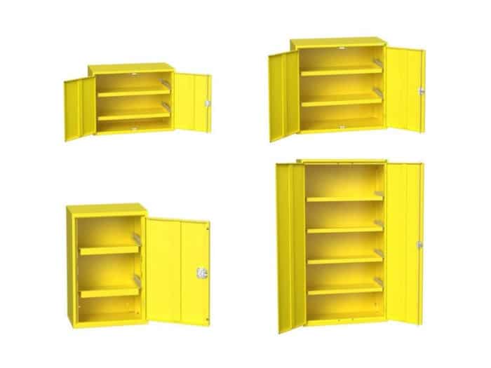 verso hazardous substance cupboards with trays group