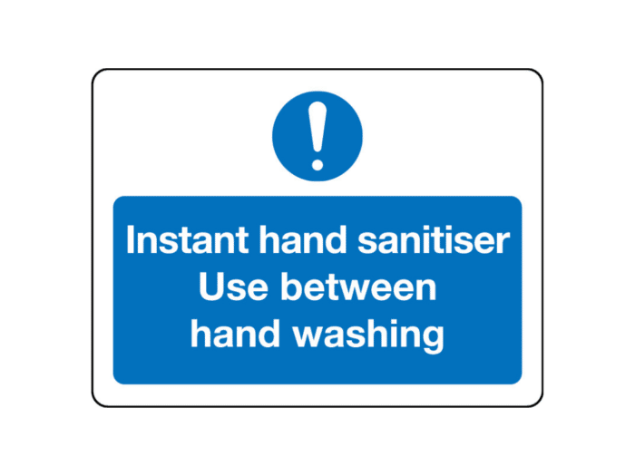 nstant Hand Sanitiser - Use Between Hand Washing Sign