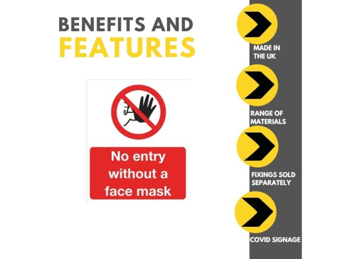 No Entry Without A Face Mask. - 300mm x 250mm