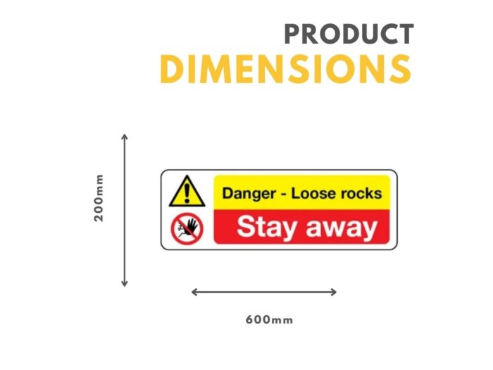 Danger Loose Rocks Stay Away Sign -3mm Composite- 600mm x 200mm