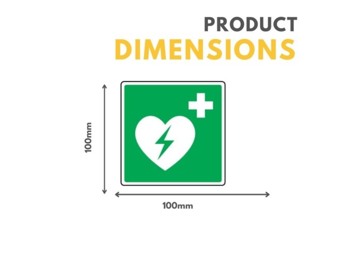 Defibrillator Symbol Sign - 100mm x 100mm