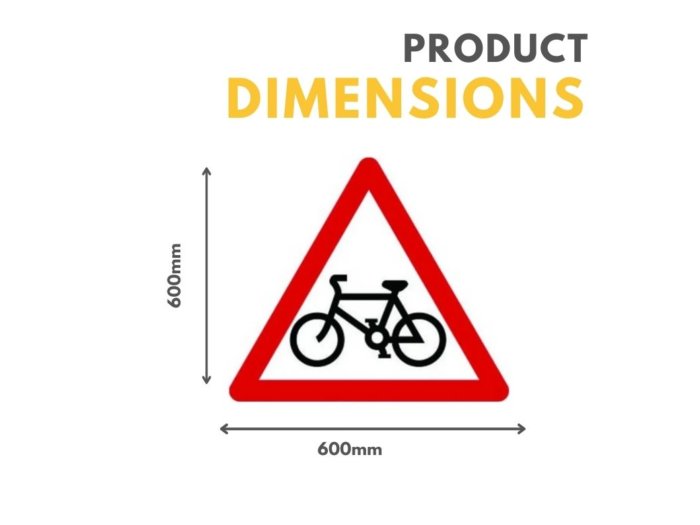 Cycle Route Ahead Triangle Sign - 600mm - Class 2 Reflective Traffic Sign