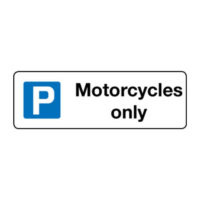 Car Parks – Motorcycles only (parking symbol) sign