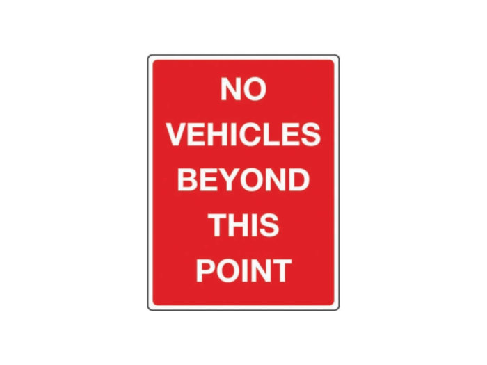 Car Parks – NO VEHICLES BEYOND THIS POINT sign