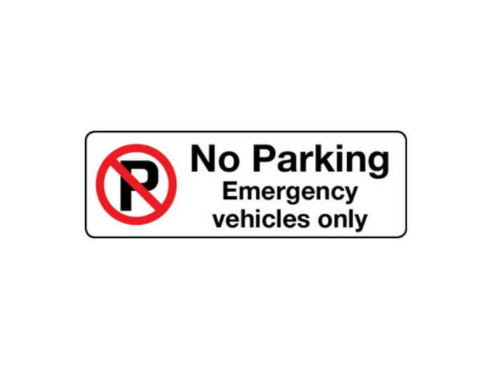 Car Parks – No Parking Emergency vehicles only (no parking symbol) sign