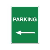 Car Parks – PARKING arrow left sign