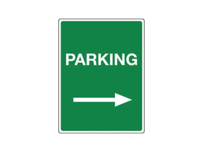 Car Parks – PARKING arrow right sign