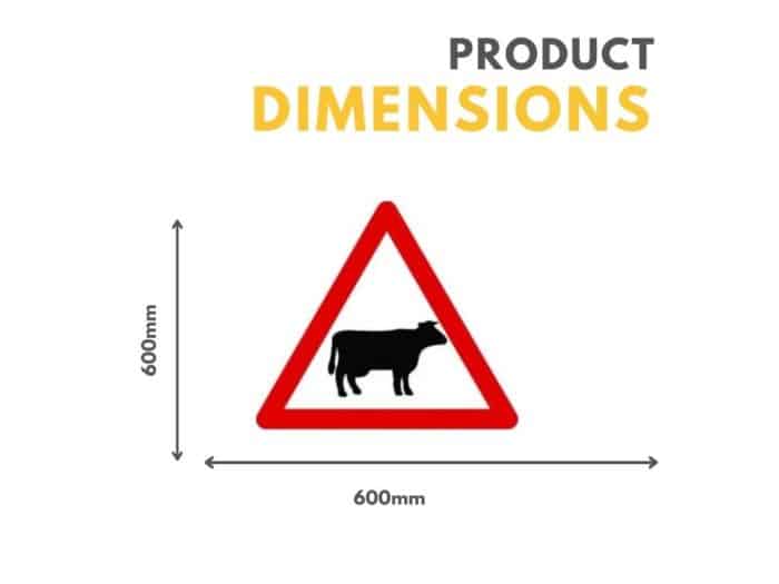 Cattle likely ahead triangle. Fig 548. 600mm Class 1 reflective traffic sign