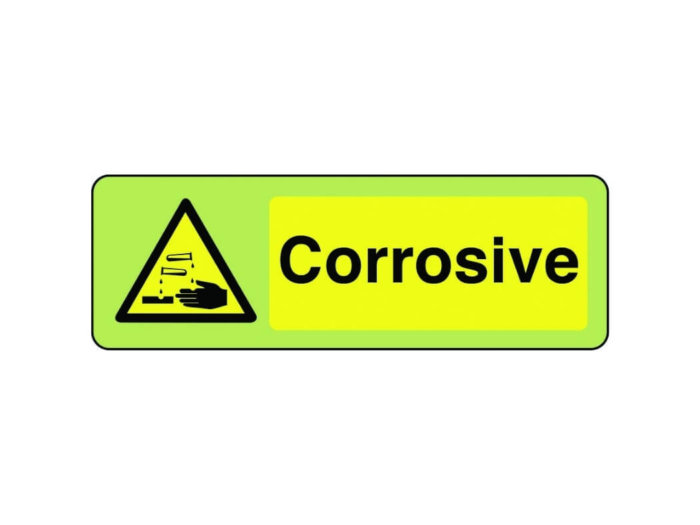 Corrosive sign in photoluminescent