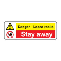 Danger Loose rocks Stay away sign