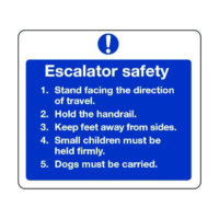 Escalator safety rules sign