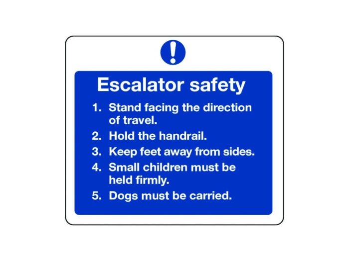 Escalator safety rules sign