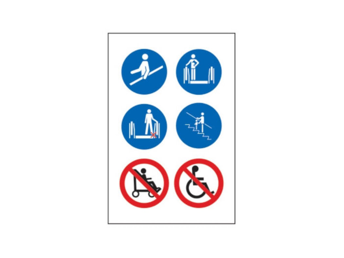 Escalator safety symbols (large) sign