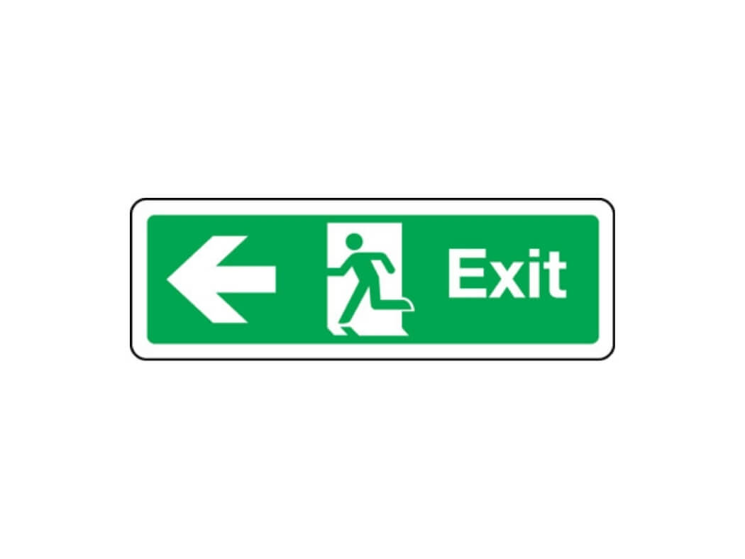 Fire Exit Primary Arrow Horizontal Double Sided Sign - Safe Industrial