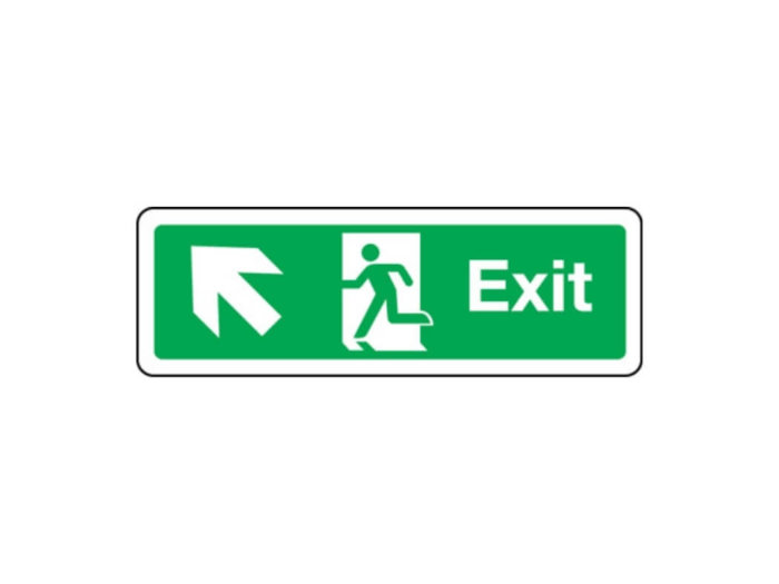 Exit primary arrow up diagonal double sided sign
