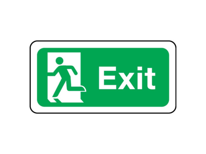Exit primary (justified left) sign