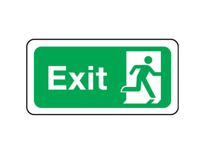 Exit primary (justified right) sign