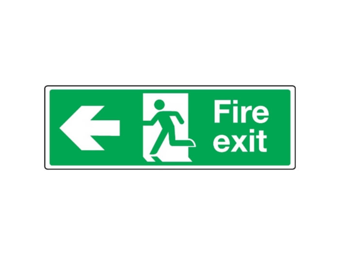 Extra Large Fire Escape Route Arrow Horizontal Double Sided Sign