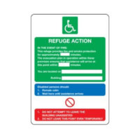 Fire Action Notice for disabled people, refuge action sign