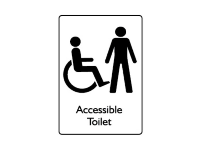 Black/White Male Accessible Toilet Sign