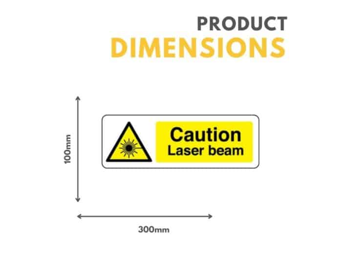 Caution Laser Beam Sign 300mm x 100mm