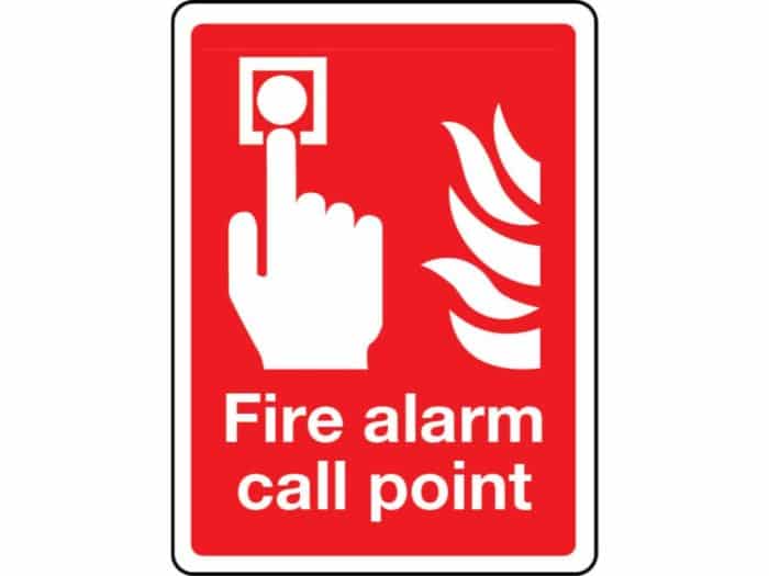 Fire alarm call point text & symbol (large) sign