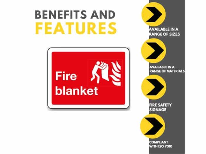 Fire Blanket Text & Symbol Sign Features and Benefits