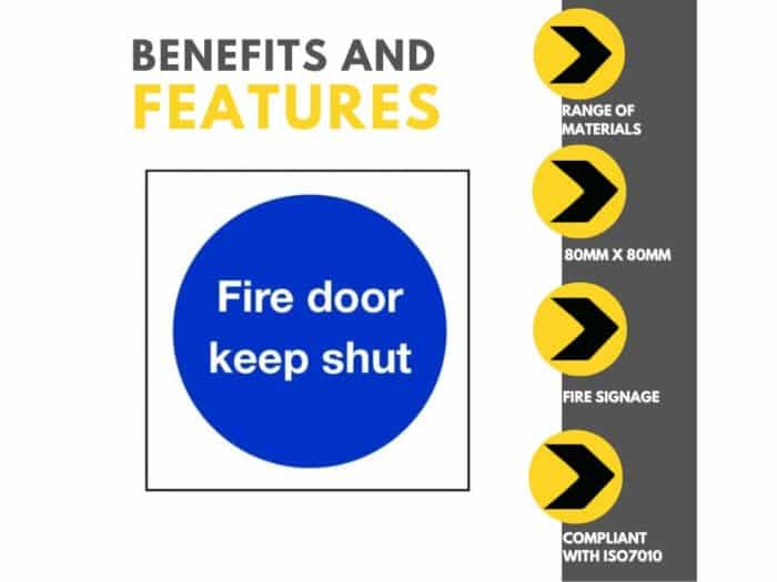 Fire Door Keep Shut Sign – 80mm x 80mm Features and Benefits
